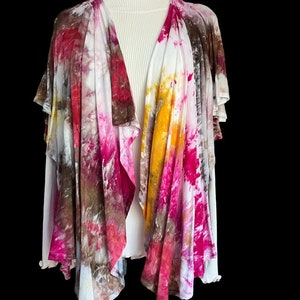 Red, Rose, Marigold, Bronze Rayon Butterfly Jacket Ice Dyed XL
