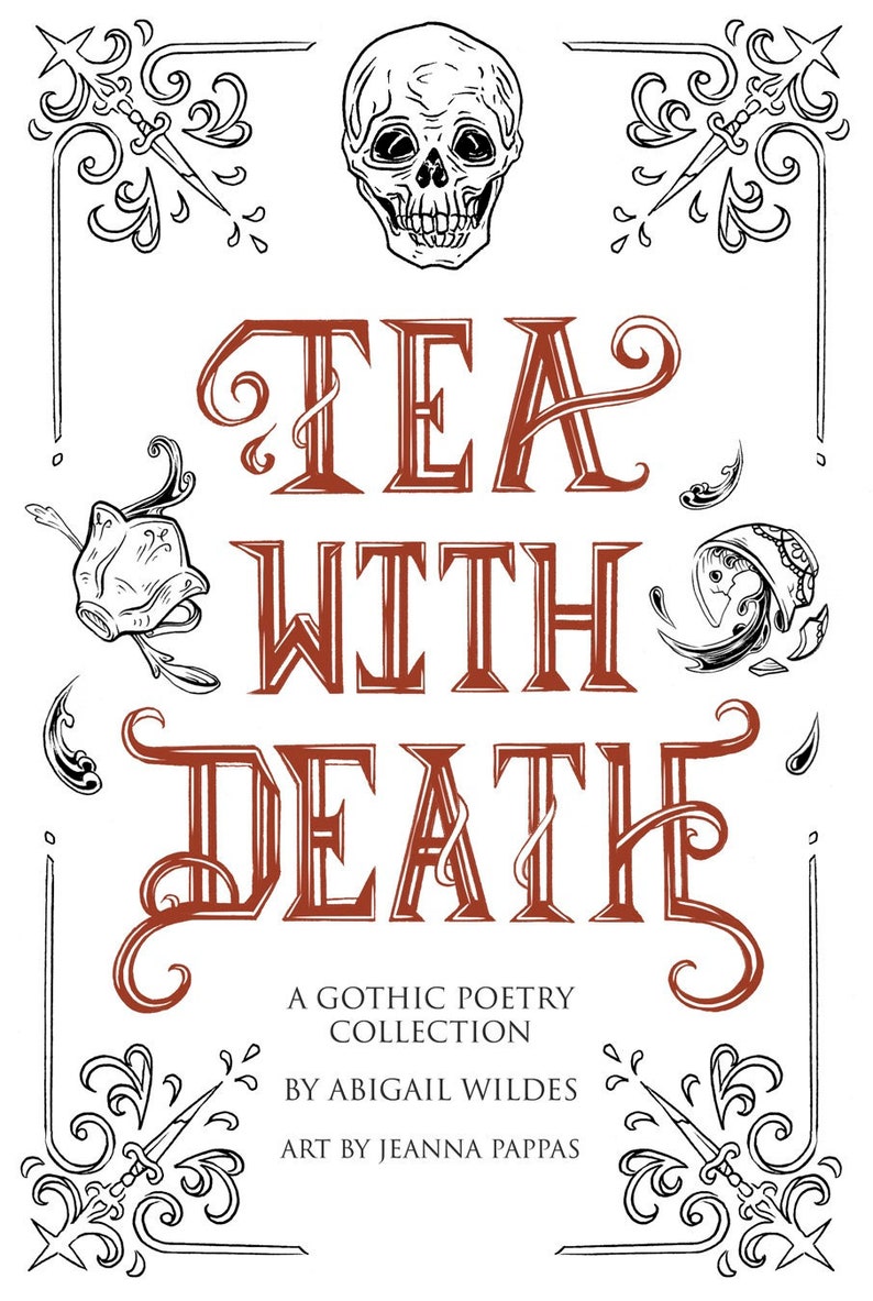 Signed copy~ Tea With Death~ dark humor, gothic poetry, Poetry Collection image 1