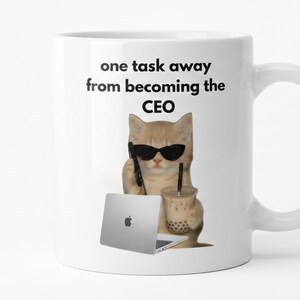 Diseño de taza Boss Cat CEO, plantilla de sublimación con sarcasmo corporativo (descarga digital)