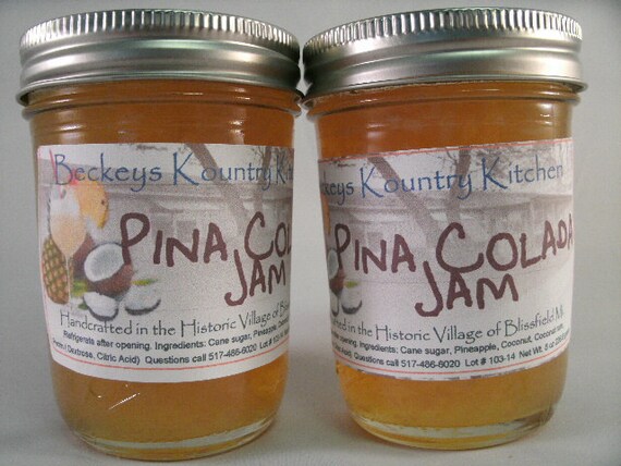 Two Jars Pina Colada Jam Homemade By Beckeys Kountry Kitchen Etsy