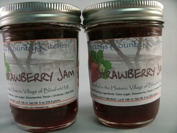 Two Jars Of Strawberry Jam Homemade By Beckeys Kountry Kitchen Etsy