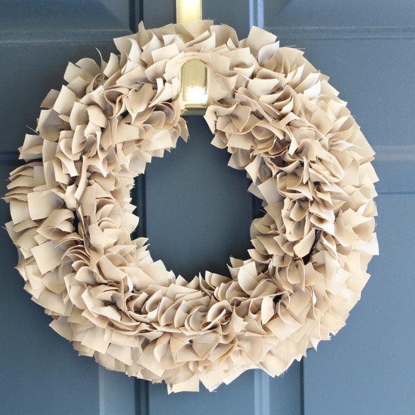 Light Brown Fabric Rag Wreath