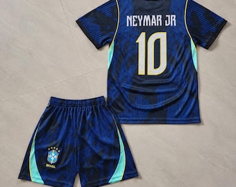 Neymar Jr 10#Kids Soccer Jersey Set, Toddler Youth 2-Piece Football Uniform Kit, Children’s Soccer Outfit, Football Gift for Boys