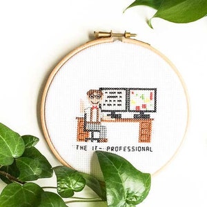 2 x IT professional Cross stitch pattern | Gift System administrator | gifts ICT consultant appreciation programmer gift ideas
