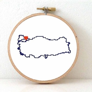 Türkei Karte modernes Kreuzstichmuster. Türkische Kunst. Zuhause ist, wo immer ich bei dir bin. Geschenk Türkische Hochzeit. Herz Istanbul.