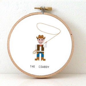 2 x Cowboy cross stitch pattern. DIY Boysroom decoration. Cowgirl patry gift. Country Western embroidery pattern. Job series pattern.