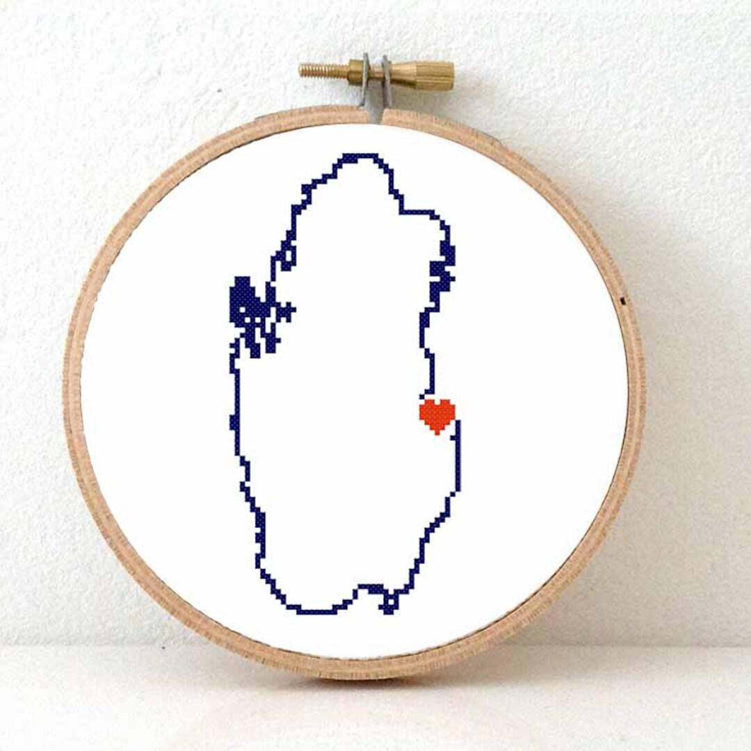 QATAR Map Cross Stitch Pattern Easy Embroidery Pattern to a Stitch