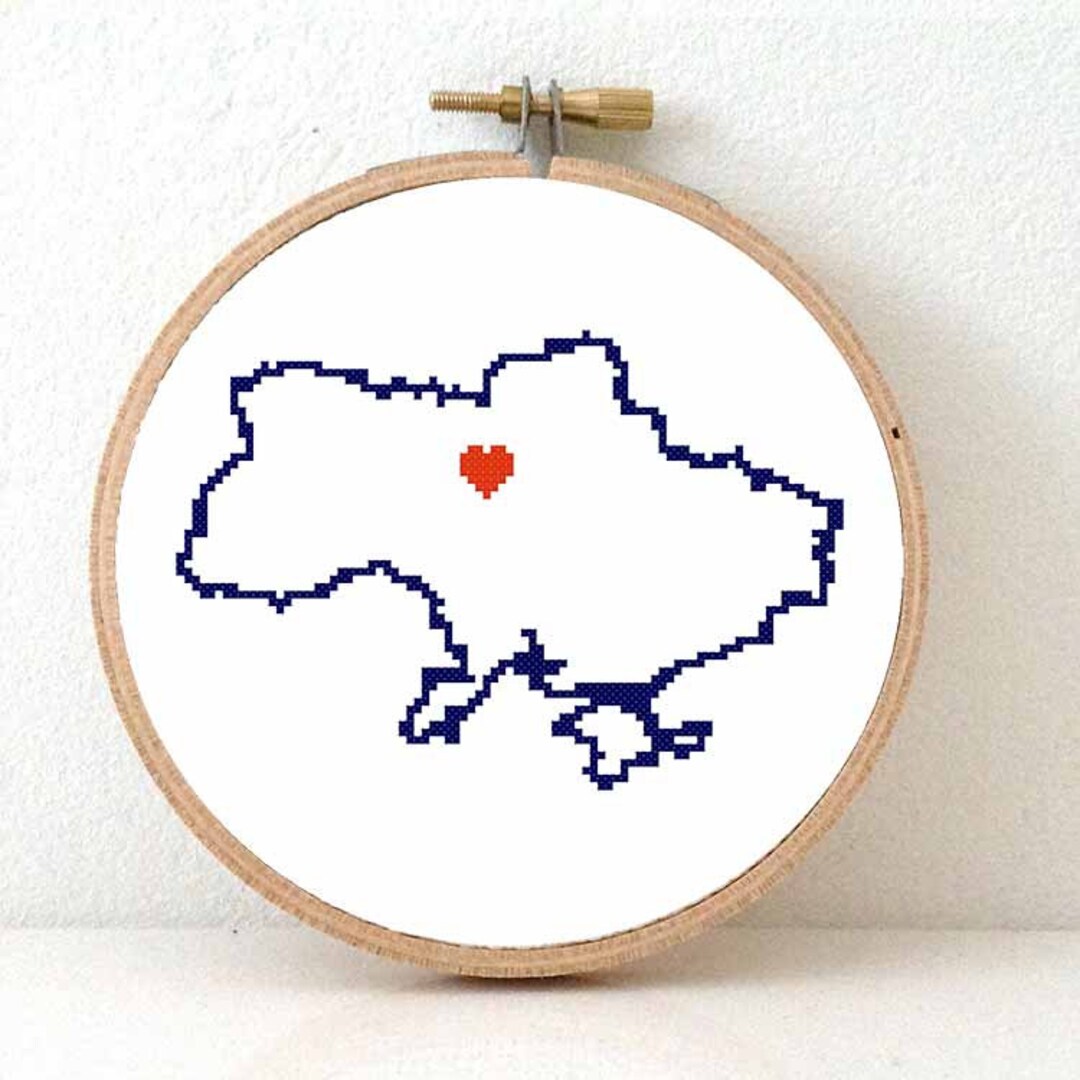 UKRAINE Map Modern Cross Stitch Pattern. Ukraine Needlepoint Etsy