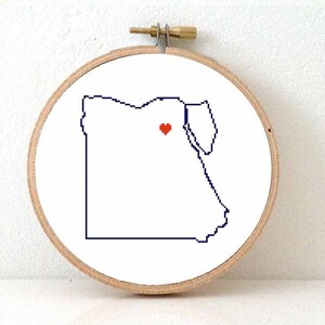 EGYPT map counted cross stitch pattern. Egypt gift. Egyptian art with Heart for Cairo.