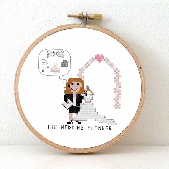 2 x wedding planner cross stitch pattern. Gift for wedding planner. DIY wedding planner gift ideas. Original gift for wedding planner