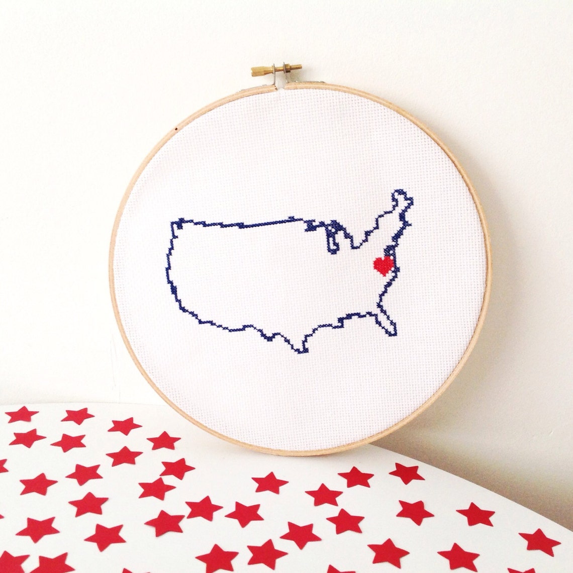 Map of united states of america counted cross stitch