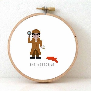 2 x Detective Cross Stitch pattern. Gift for Detective lover. Sherlock Holmes cross stitch. Gift for him or her.
