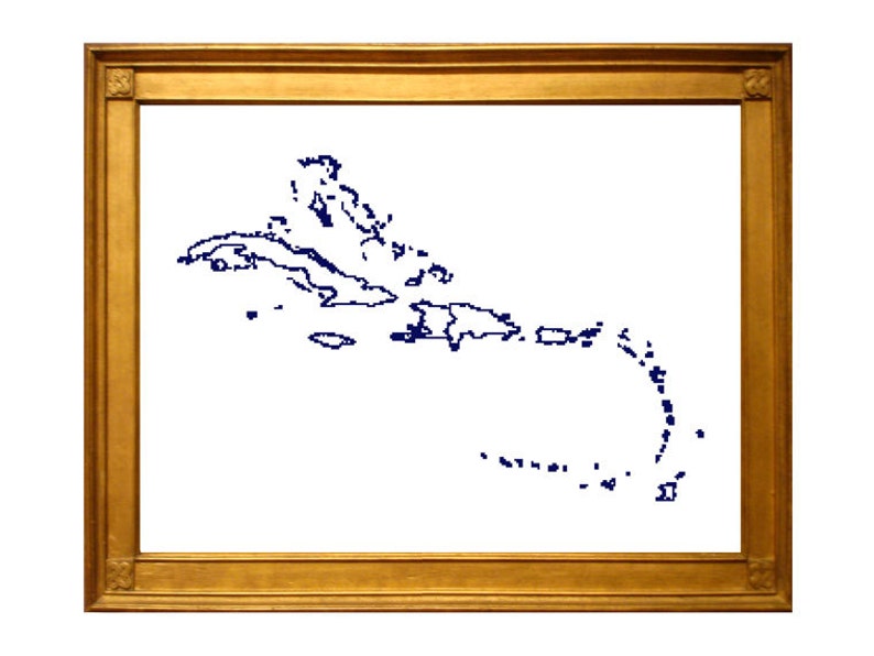 Instant download XL Caribbean Map Cross Stitch Pattern with country map outlines caribbean islands Caribean islands cross stitch chart