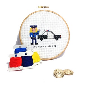 2 x Police officer cross stitch pattern. Police man and Police woman. DIY gift for police officer. Modern professions  designs