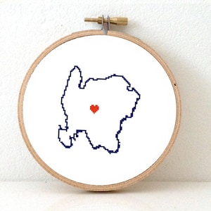 Washington Island Cross stitch pattern | Embroidery pattern of Washington Island Wisconsin | Great lakes island gift. Souvenir.