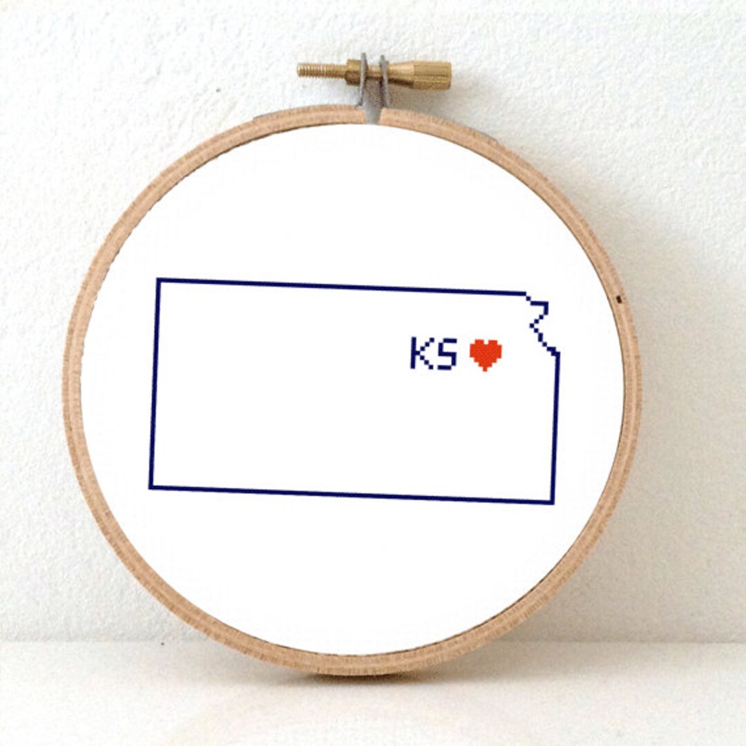 KANSAS Cross Stitch Pattern Map KANSAS Ornament Counted Cross Stitch
