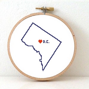 Washinton DC USA borduurpatroon. Washington D.C. borduurpatroon. USA decoratie. Bruiloft kado