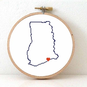 GHANA Cross Stitch Pattern. Ghana wedding gift with Accra. Ghana ornament pattern. African decor.