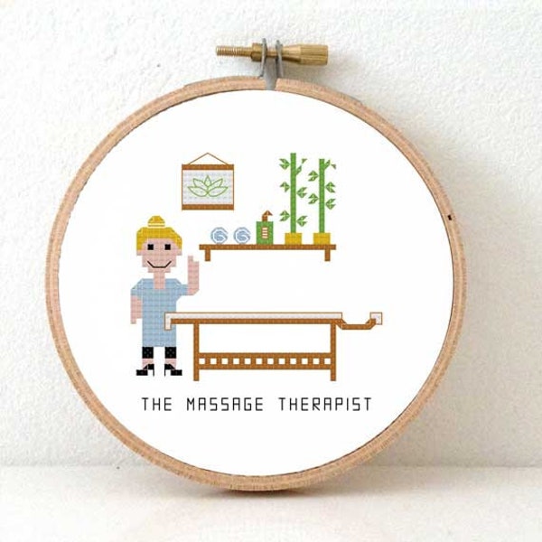 2 x Massage therapist cross stitch pattern DIY gifts | massagist Gift health centre employee | health club cross stitch pattern