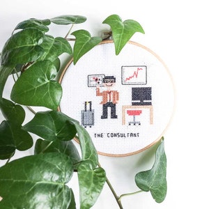 2 x consultant cross stitch pattern. Gift for strategy consultant. office decoration. Pixel people pattern. Office wall art