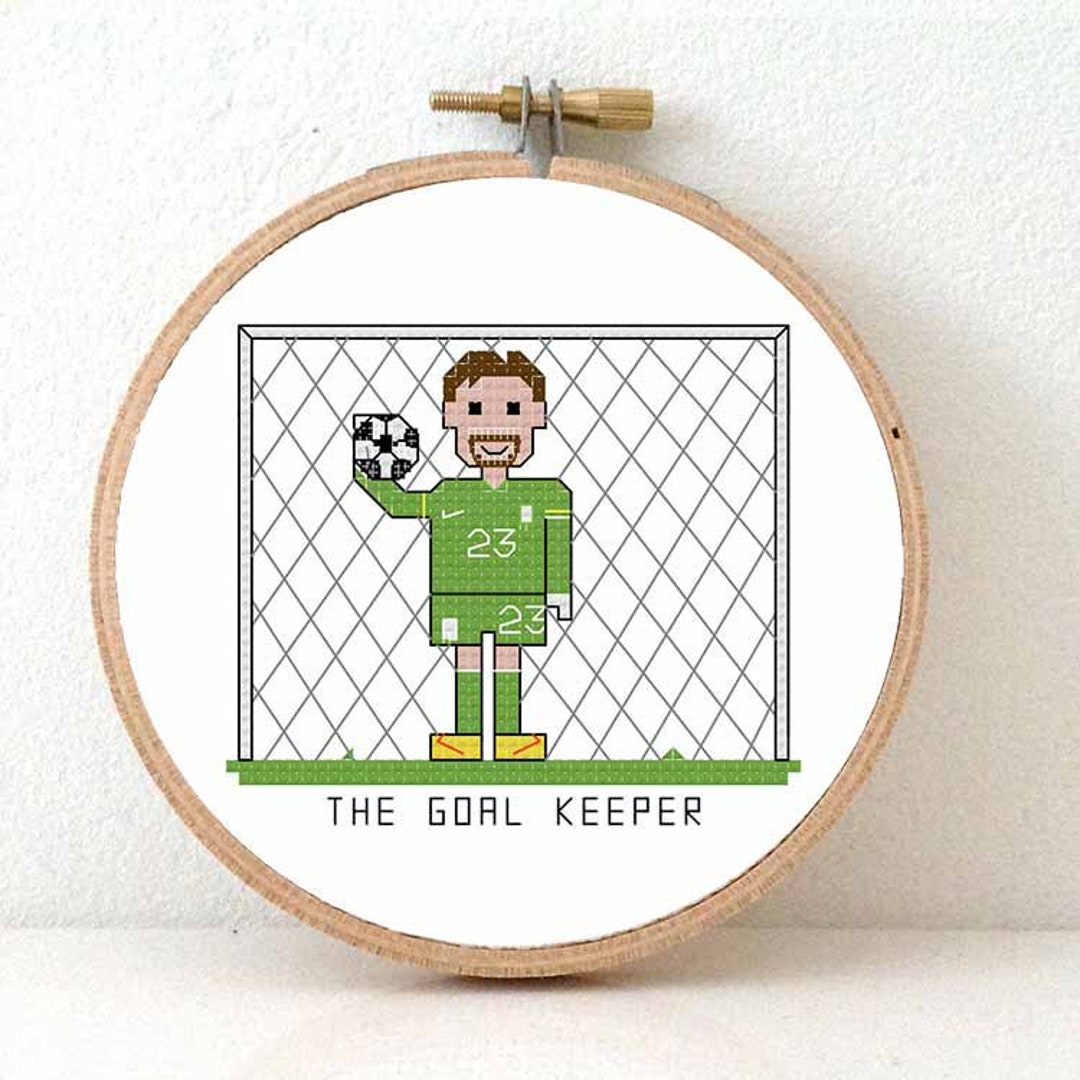Goalkeeper Pattern 2 X Goal Keeper Cross Stitch Pattern. Female and Male Goal Keeper ...