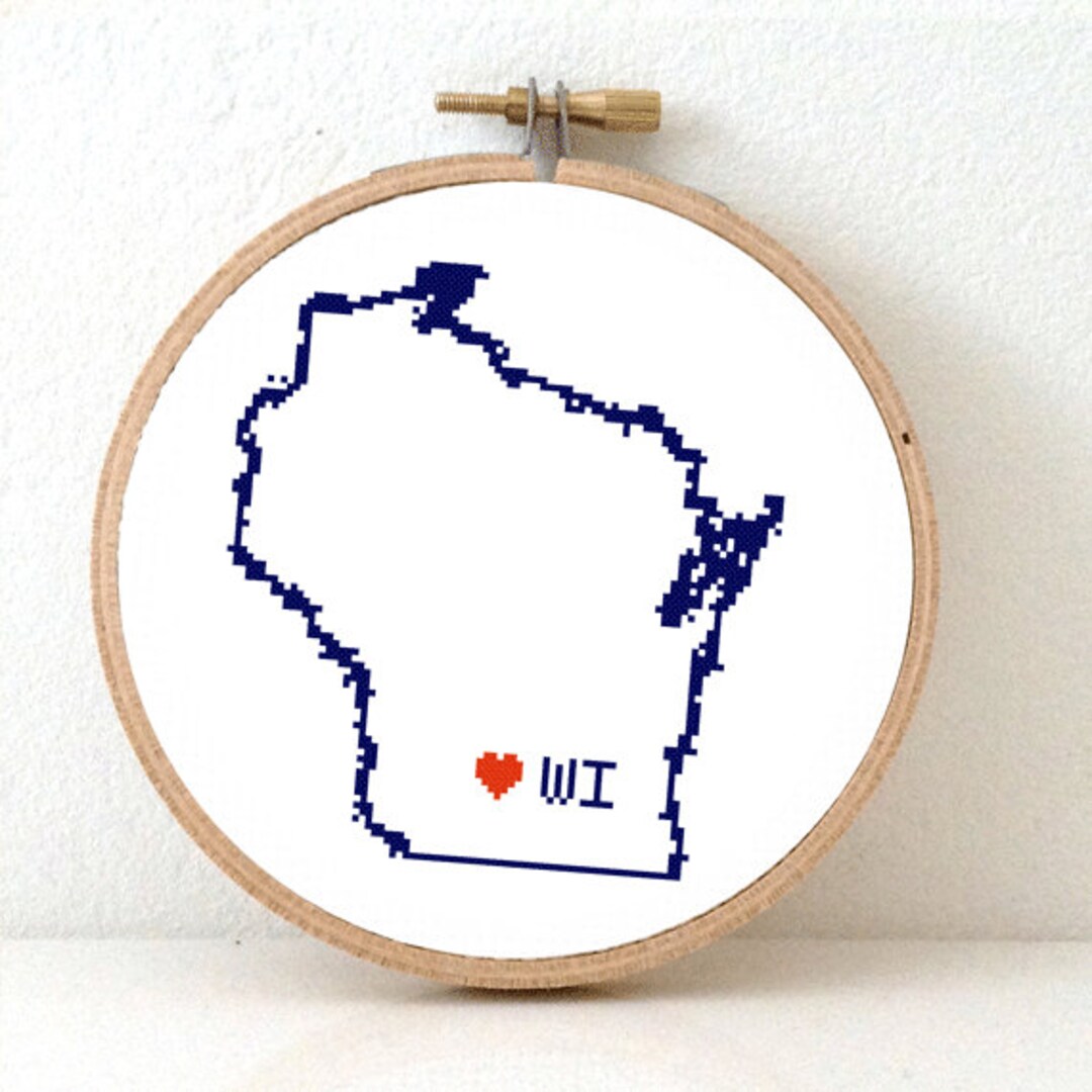 WISCONSIN Map Cross Stitch Pattern. Wisconsin Art Pattern. Wisconsin ...