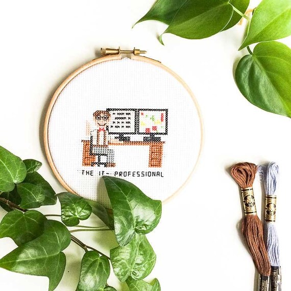 2 x IT professional Cross stitch pattern | Gift System administrator | gifts ICT consultant appreciation programmer gift ideas