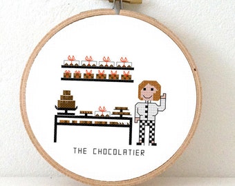 2 x DIY Christmas gift for Chocolatier | Chocolate lover gift | Mini chocolate lover cross stitch design | X stitch design for beginners