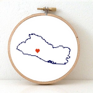 EL SALVADOR Karte modernes Kreuzstichmuster | El Salvador Kunst | San Salvador Karte | Geschenk für Latino Freund | El Salvador Hochzeitsgeschenk
