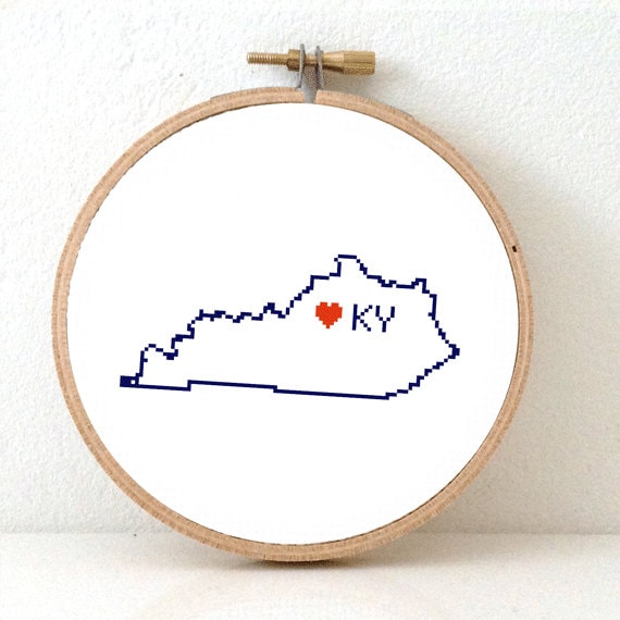 KENTUCKY Map Cross Stitch Pattern. Kentucky art pattern. Etsy