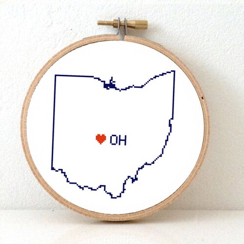 Ohio Map Cross Stitch Pattern. Ohio Ornament Pattern With Etsy