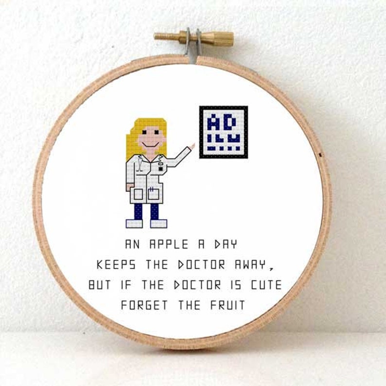 Kruissteek patroon van een arts met grappig citaat Leuk Kruissteek patroon van een arts met grappig citaat Leuk