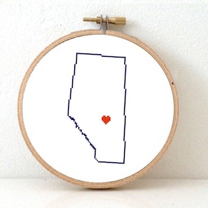 ALBERTA Map Cross Stitch Pattern | Alberta ornament pattern with Edmonton | Canada wedding gift for international couple