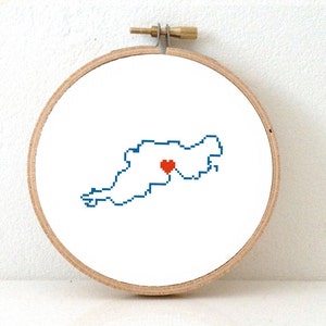 TORTOLA Map Cross Stitch Pattern. Tortola wedding gift  with Road Town. Tortola ornament pattern. British Virgin Islands