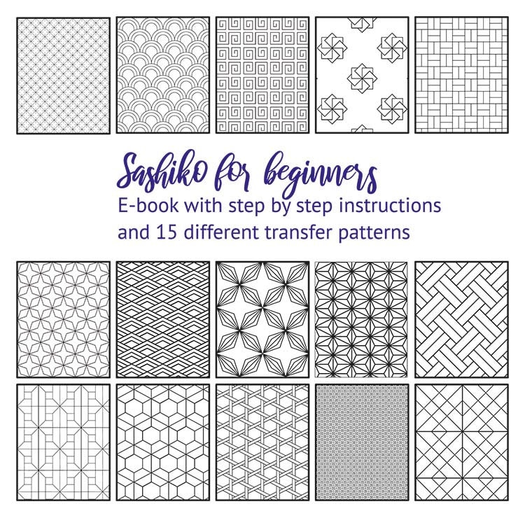 Sashiko Stencils Embroidery Patterns or Quilting Stencils Sashiko Template  12cm Square collection E 