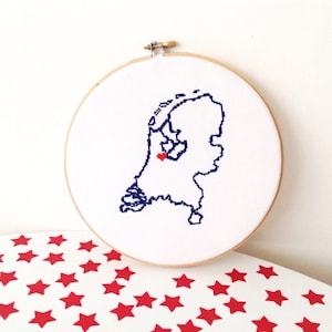 Le modèle de point de croix de la carte des Pays-Bas | Grille point de croix Hollande | Souvenir de voyage broderie hollandaise | Voyage voyage point de croix