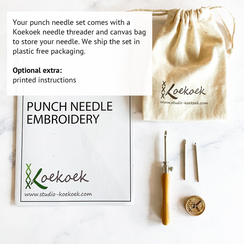 Three Size Punch Needle Embroidery Tool Printed Instructions Etsy