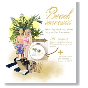 BEACH Cross Stitch Pattern. summer decor pattern. DIY Wedding gift for divers. Island ornament pattern. Snorkling couple image 2