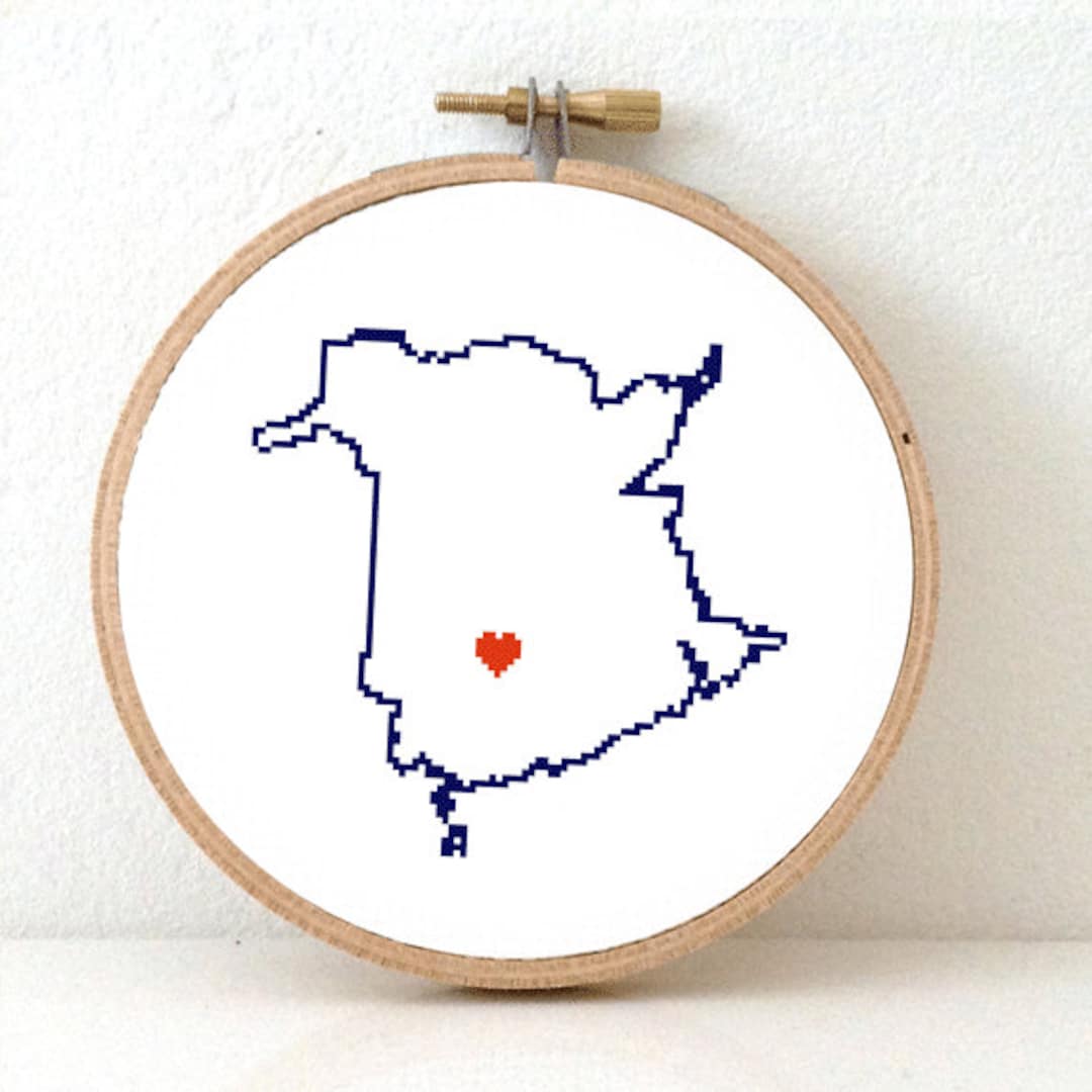 NEW BRUNSWICK Map Cross Stitch Pattern. New Brunswick Ornament Pattern With Fredericton. Canada