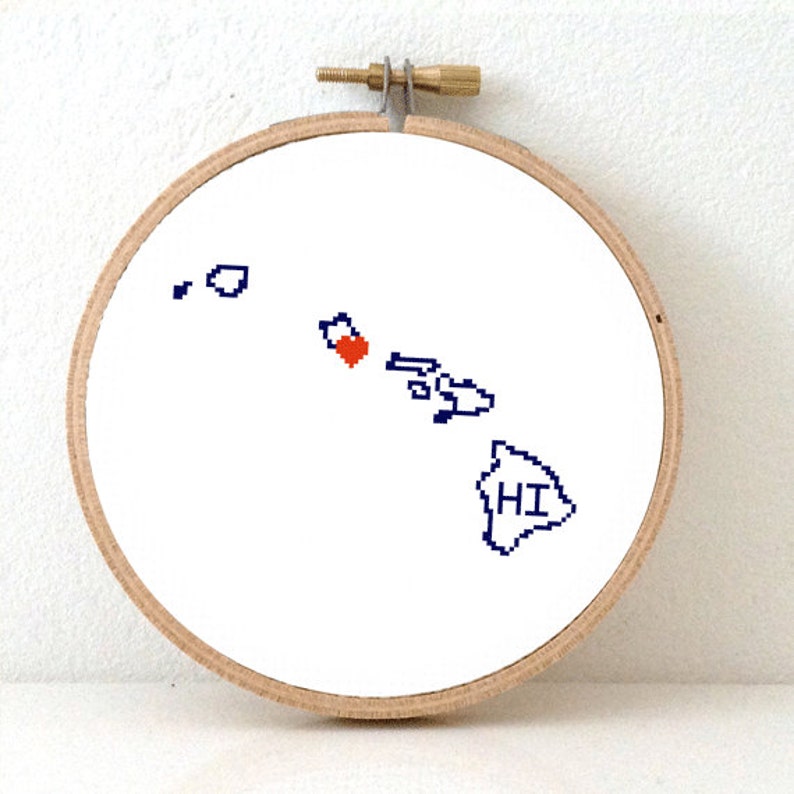 HAWAII Map Cross Stitch Pattern. HI State Needlepoint Pattern Etsy
