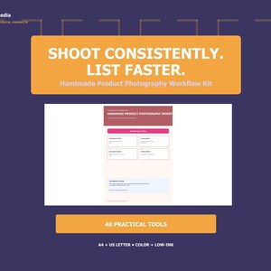 Handmade Product Photography Workflow Kit, 48 Tools, A4 & US Letter (PDF Bundle)