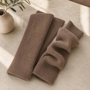 Cozy Leg Warmers, 100% Goat Cashmere Rib Knit Boot Cuffs