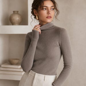 100% Merino Wool Turtleneck Sweater, Slim Fit Baselayer, Lightweight Knit Top