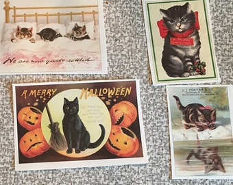 10x vintage cat paper cut outs