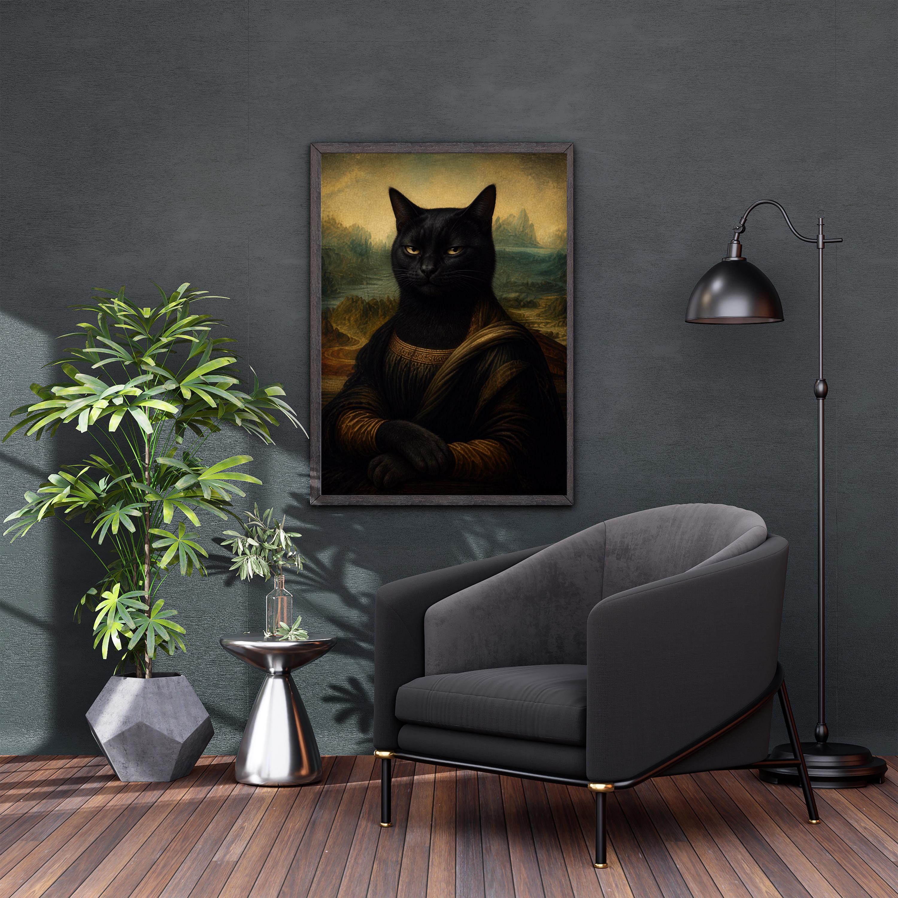 Black Cat Mona Wah ジャンク Mona Lisa Cat Digital Download - Etsy