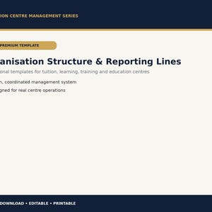 Education Centre Organisation Chart Template | Reporting Lines & Delegation Structure | Word + PDF