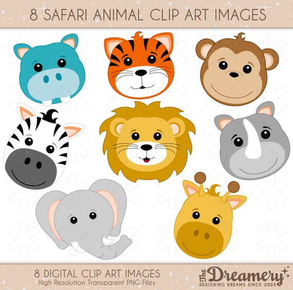 8 Safari Animals Clip Art Images INSTANT DOWNLOAD PNG | Etsy