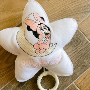Personlig Minnie Mouse-stjärnspeldosa | Babyspeldosa för spjälsäng och barnvagn | Personlig dragsnöre-speldosa | Babyshowerpresent