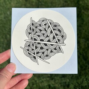 Sticks and noodles in light blue, hand drawn note card 4.75" x 4.75"