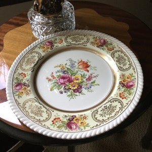 Four RARE-Vintage Johnson Brothers England-BY-Belford-Dinner Plate/Dish-Gold Floral/Roped Edge image 1